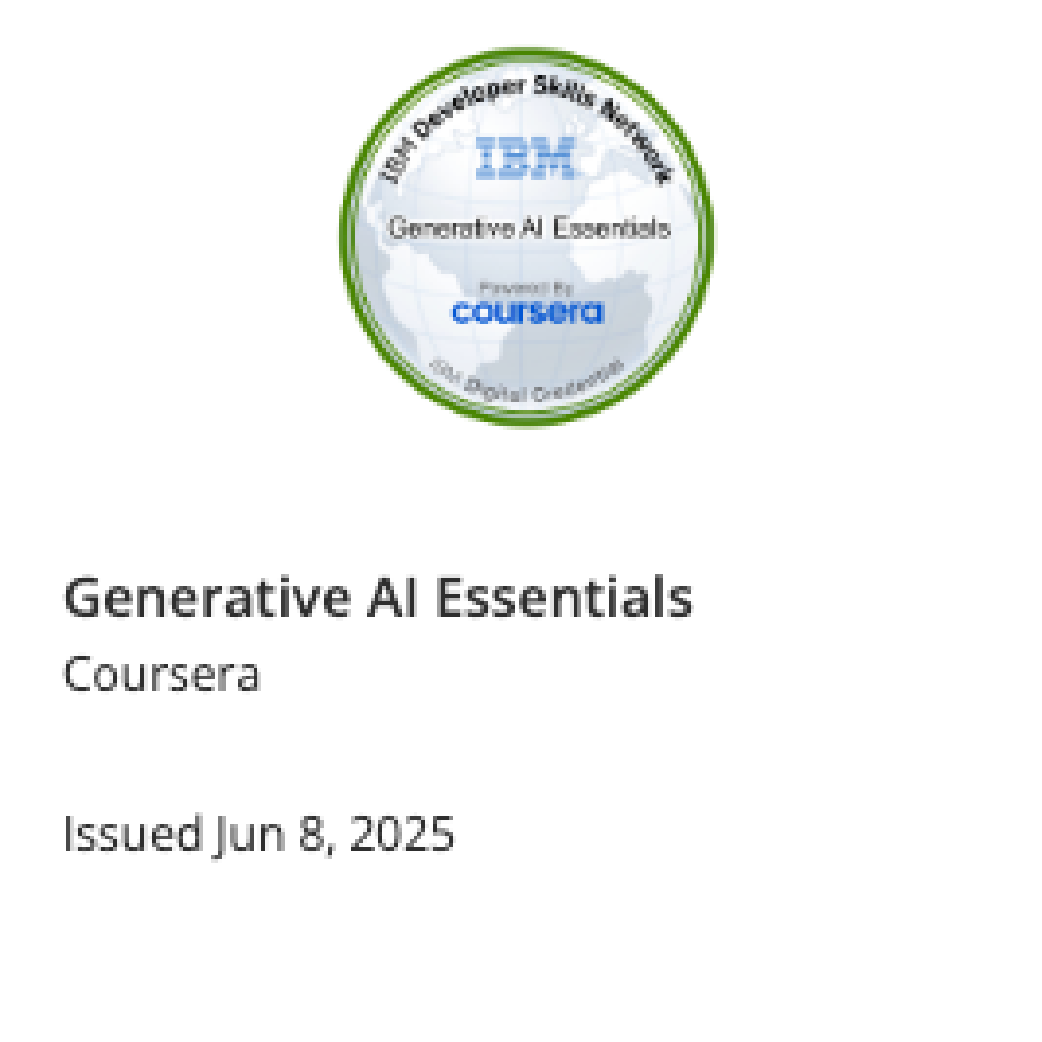 Generative AI Essentials Certification awarded to Kristen Kayser.