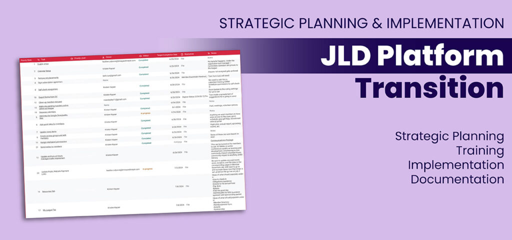 JLD Platform Transition Project Plan // Strategic Planning & Implementation