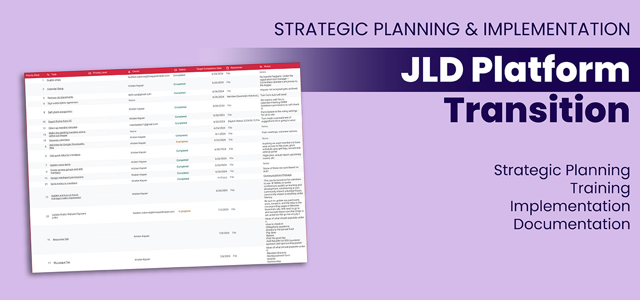 JLD Platform Transition Project Plan // Strategic Planning & Implementation